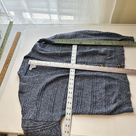 Cupcakes & Cashmere Womens Cardigan Sweater Blue White Size Large Comfy - Picture 5 of 11